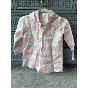 Sal & Pimenta pink buffalo plaid rain jacket Sz 6, $60 F20